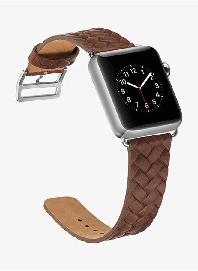 NIBEMINENT - Replacement Band For Apple Watch Series 1/2/3 38mm Dark Brown - Image 1