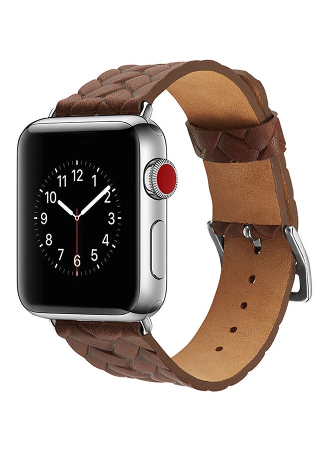 NIBEMINENT - Replacement Band For Apple Watch Series 1/2/3 38mm Dark Brown - Image 1