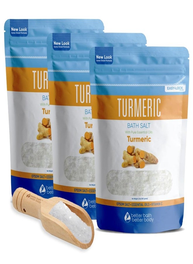 Better Bath Better Body Turmeric Bath Salt (3 Pack with Scoop 6 Lbs Total) Total Bath Aromatherapy Pure Essential Oils in BPA Free Pouch with Press Lock Seal Made in USA Three 2 Lbs Bundle - Image 1