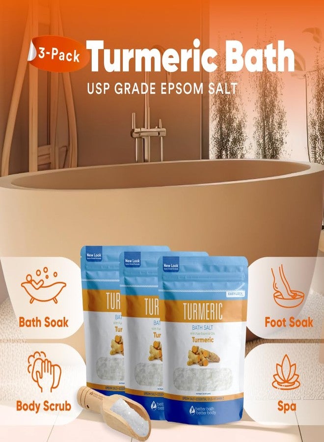 Better Bath Better Body Turmeric Bath Salt (3 Pack with Scoop 6 Lbs Total) Total Bath Aromatherapy Pure Essential Oils in BPA Free Pouch with Press Lock Seal Made in USA Three 2 Lbs Bundle - Image 5