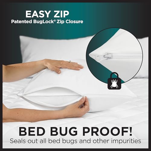 Protect-A-Bed AllerZip Queen 20" x 30" Pillow Protectors (Set of 2), Bed Bug and Dust Mite Proof, Noiseless and Odor-Resistant Pillow Covers, 100% Waterproof, Machine Washable - Image 3