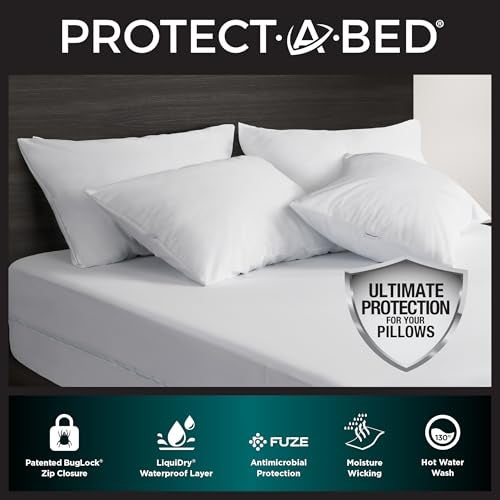 Protect-A-Bed AllerZip Queen 20" x 30" Pillow Protectors (Set of 2), Bed Bug and Dust Mite Proof, Noiseless and Odor-Resistant Pillow Covers, 100% Waterproof, Machine Washable - Image 2