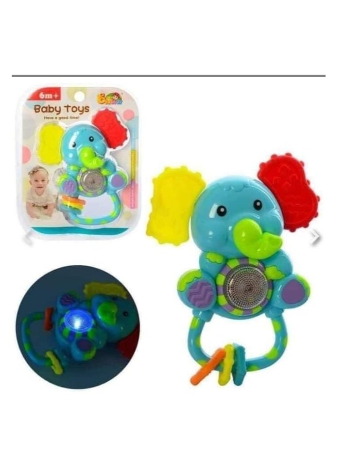 MUMS PLANET baby silicon elephant Toy 4 in 1 , Musical Toys with Lights , Educational Toys with silicon teething parts , Kids Montessori Toys , Valuable Kids Gift  - Image 2