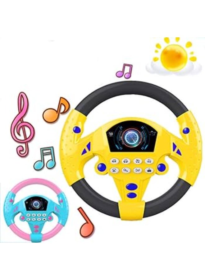 Interactive Steering Wheel Toy for Kids with Light and Sound, Educational Co-Pilot Driving Toy to Develop Driving Skills and Focus, Safe Realistic Design, by Lucky Boy, Pink and Blue - Image 1
