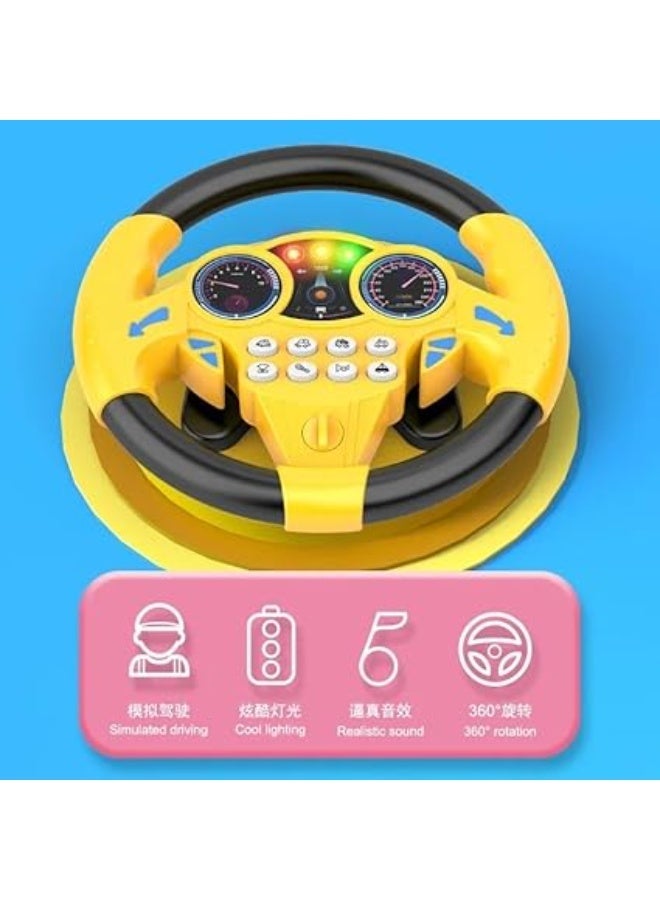 Interactive Steering Wheel Toy for Kids with Light and Sound, Educational Co-Pilot Driving Toy to Develop Driving Skills and Focus, Safe Realistic Design, by Lucky Boy, Pink and Blue - Image 3