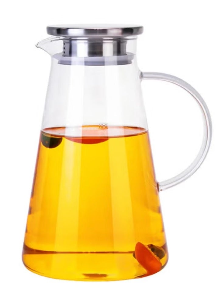شو وو إبريق زجاجي مزود بغطاء ومقاوم للحرارة شفاف/ فضي - Image 1