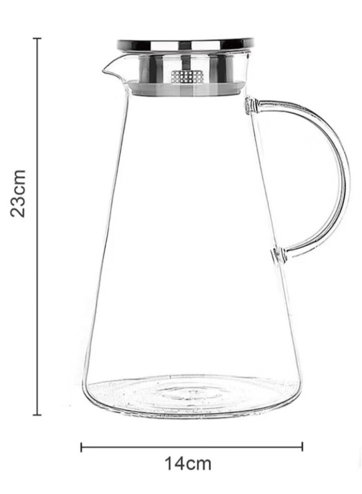 شو وو إبريق زجاجي مزود بغطاء ومقاوم للحرارة شفاف/ فضي - Image 2