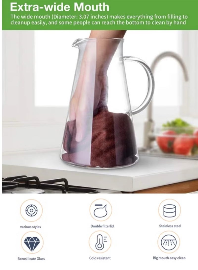 شو وو إبريق زجاجي مزود بغطاء ومقاوم للحرارة شفاف/ فضي - Image 4