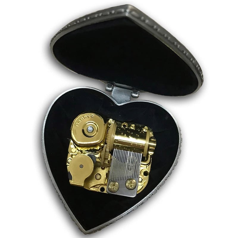 BinkeGG Tin Alloy Heart Shaped Wind up Music Box with Sankyo Musical Mechanism Tune: Can't Help Falling in Love - Image 2