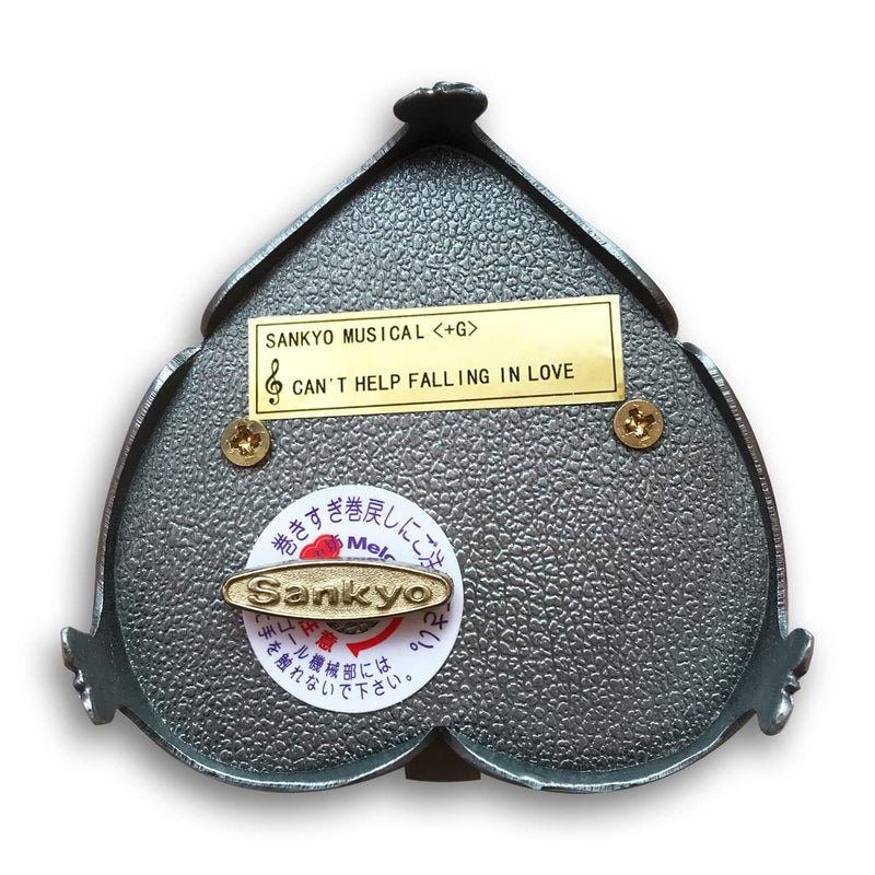 BinkeGG Tin Alloy Heart Shaped Wind up Music Box with Sankyo Musical Mechanism Tune: Can't Help Falling in Love - Image 5