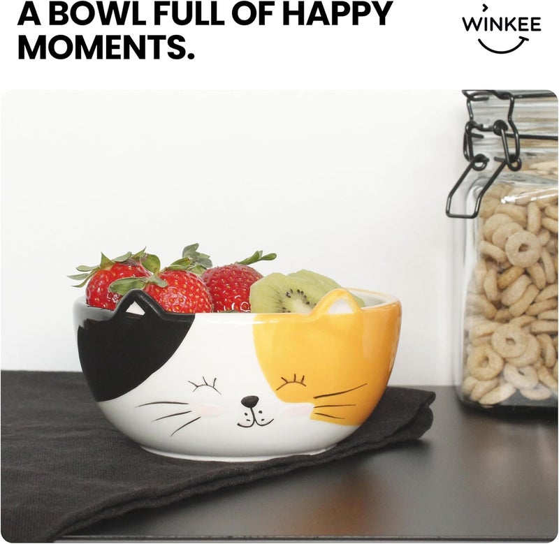 Winkee  Kitten Cereal Bowl I Adorable Ceramic Bowl with Cat Ears I Stoneware in Cute Kitten Design - Image 3