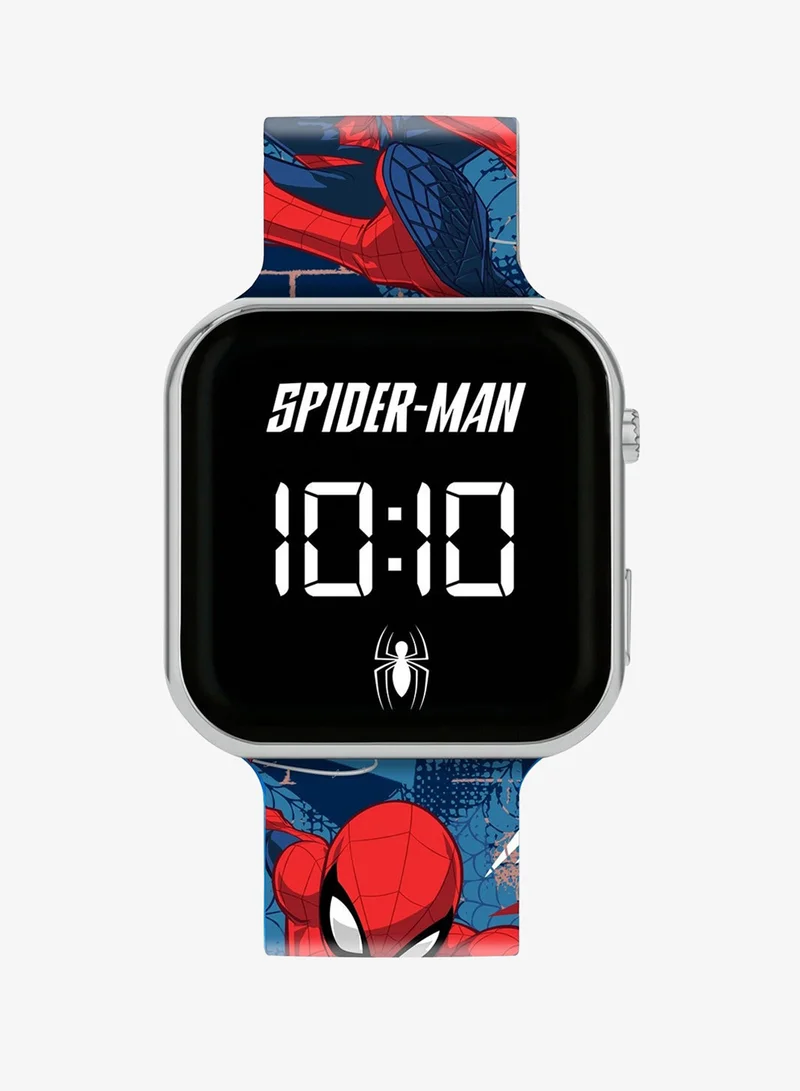 ديزني ساعة Spiderman بشاشة LED مع سوار سيليكون بشخصية للأطفال - SPD7101
