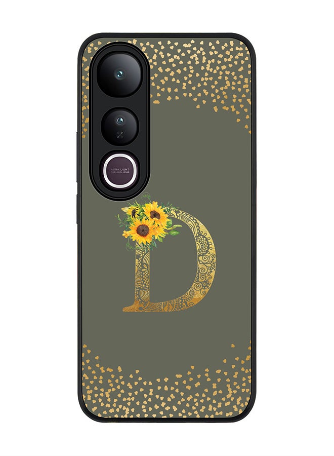 Stylizedd For vivo V50 Lite Case,Slim fit Camera Protection, Shockproof Thin Phone cover  - Custom Floral Monogram - D  (Olive Green )