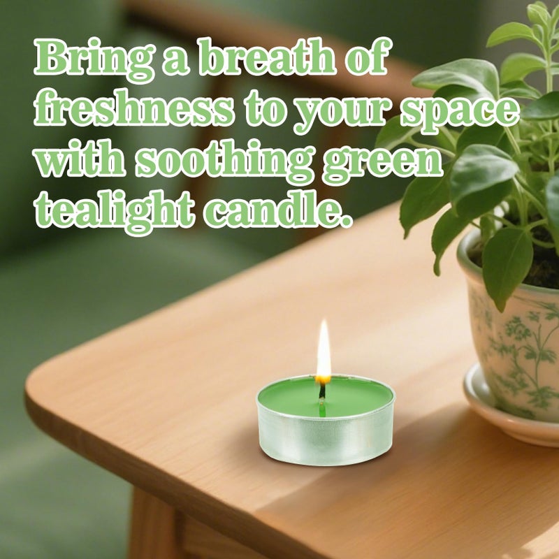 Maqihan 25pcs Green Tea Lights Candles Set - Mini Votive Tealight Candles Tea Candle with Cotton Wick for Home,Pool,Shabbat,Wedding,Emergencies,Christmas - Image 5