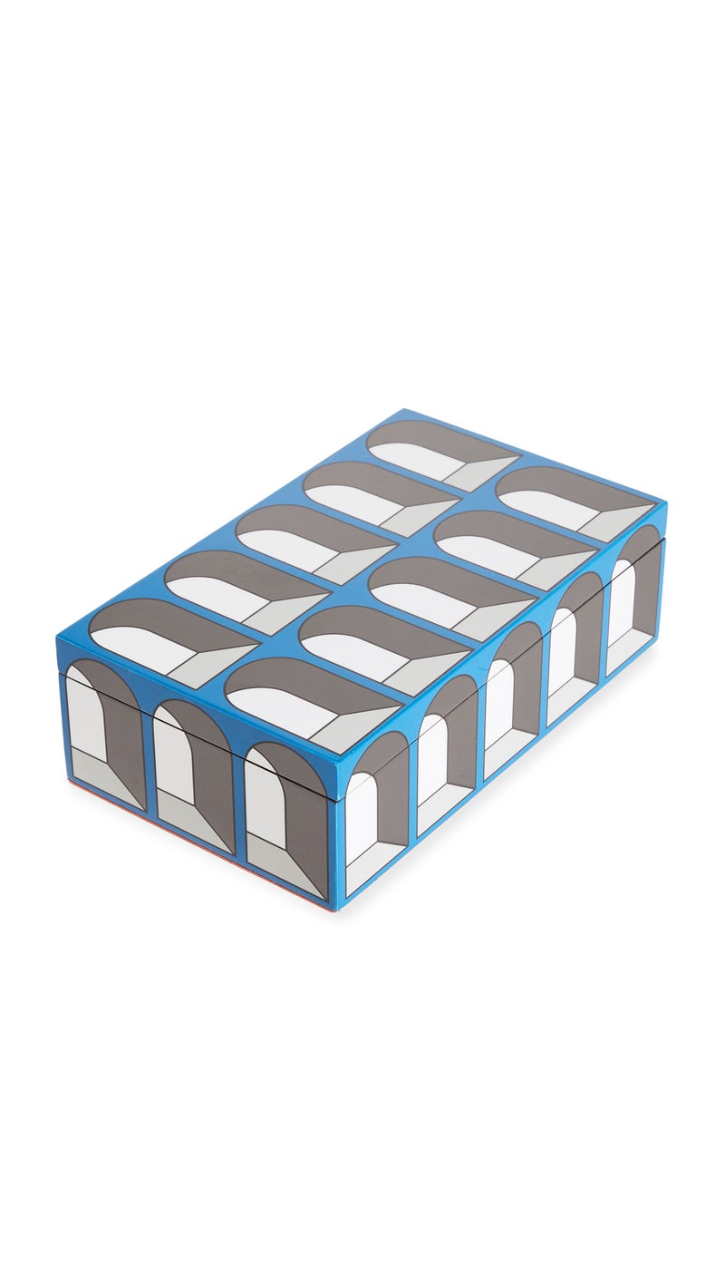 Jonathan Adler Medium Arcade Lacquer Box,Blue - Image 5