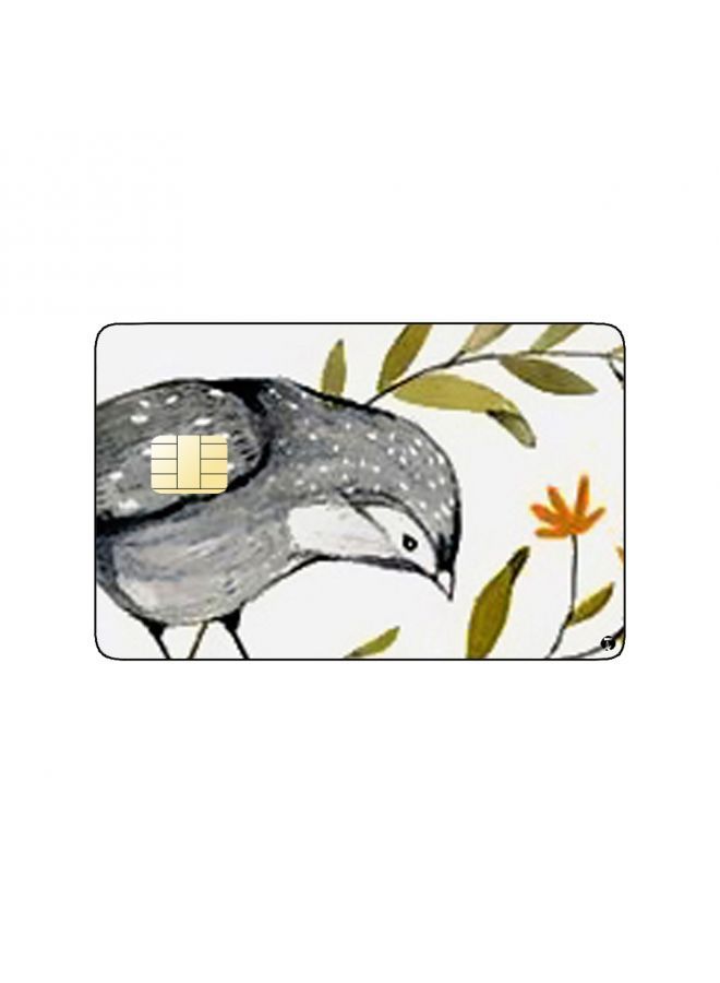 RKN PRINTED BANK CARD STICKER Beautiful Grey Birds Drawing With Plants - Image 1