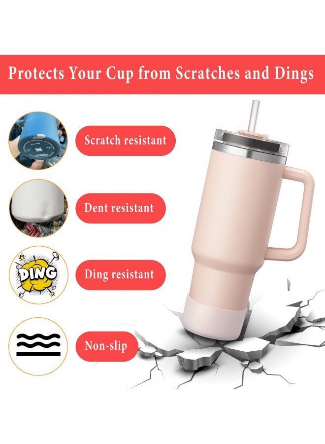 KTKUDY KTKUDY 2Pcs Protective Silicone Boot for Stanley Quencher Tumbler 30 oz 40 oz & IceFlow 20oz 30oz & Hydro Flask Water Bottle 12-24oz - Cup Bottom Sleeve - Stanley Cup Accessories, Clear - Image 4