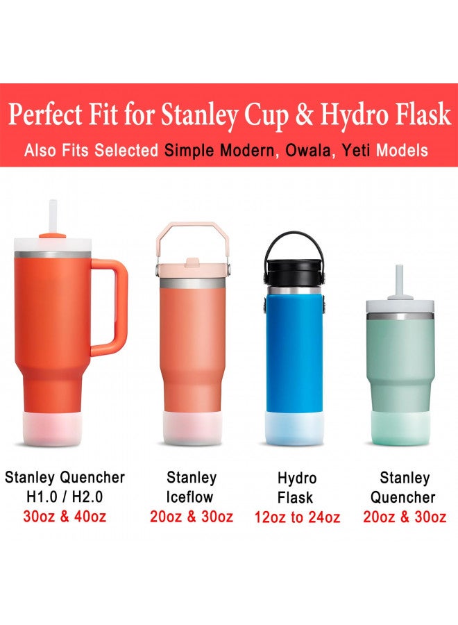 KTKUDY KTKUDY 2Pcs Protective Silicone Boot for Stanley Quencher Tumbler 30 oz 40 oz & IceFlow 20oz 30oz & Hydro Flask Water Bottle 12-24oz - Cup Bottom Sleeve - Stanley Cup Accessories, Clear - Image 2