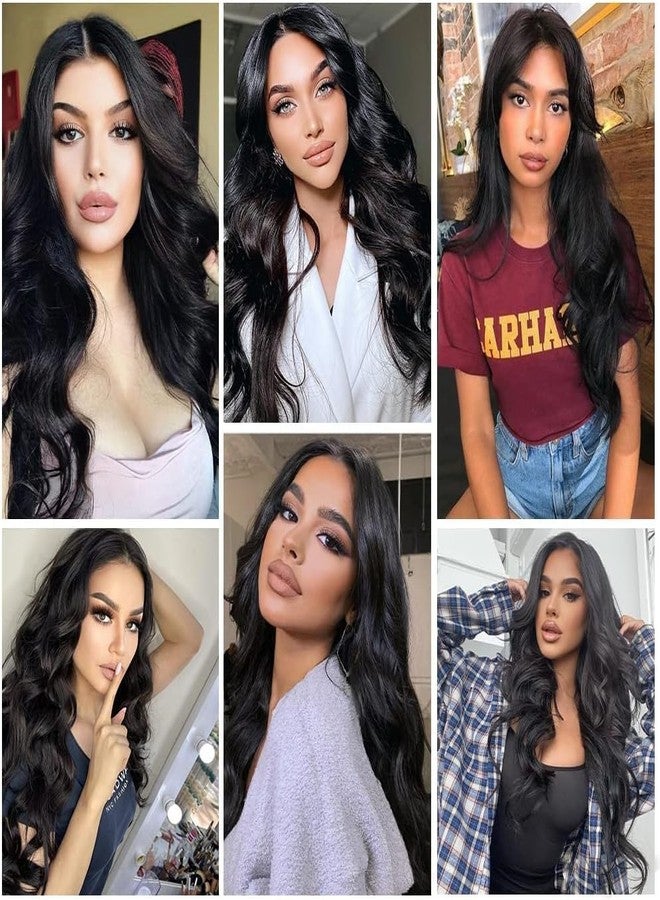 BLUSHIA Black Wig for Women Long Wavy Hair Glueless Matt Synthetic Wigs Middle Part for Daily Party-24 Inch (Pack of 1) - Image 5