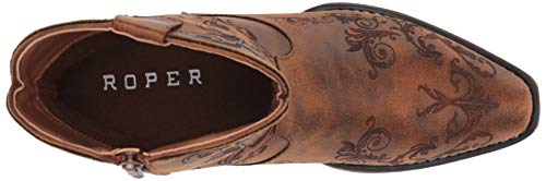 ROPER Womens Short Stuff Embroidery Snip Toe Casual Boots Ankle Low Heel 1-2" - Brown - Size 8 B - Image 3
