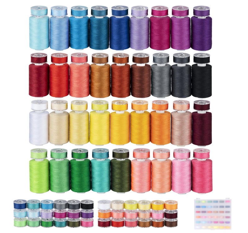 ilauke 72pcs Sewing Thread Bobbins Kit, 36 Colors 550 Yard Thread for Sewing Matched 50 Yard Prewound Bobbins, Polyester Threads for Machine Home Hand Crafting - Image 1
