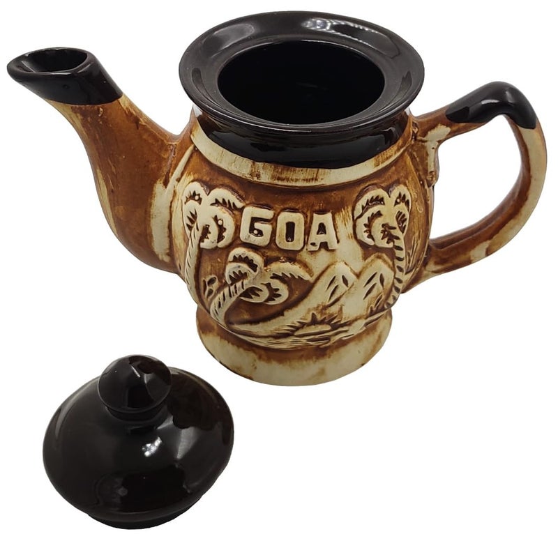 Purpledip Ceramic Kettle in Rustic Studio Pottery Artisan Handmade Goa Design Matt Finish Tea Coffee Pot 500ML 10755F - Image 5