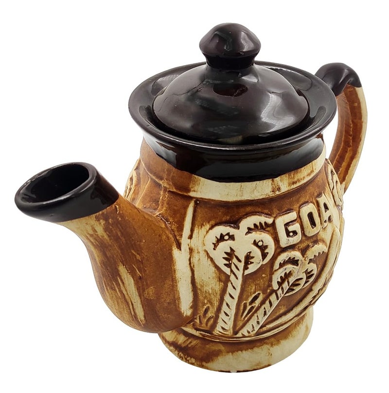Purpledip Ceramic Kettle in Rustic Studio Pottery Artisan Handmade Goa Design Matt Finish Tea Coffee Pot 500ML 10755F - Image 4