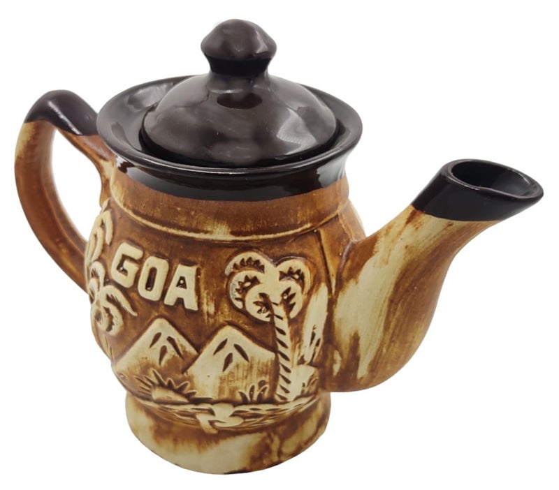 Purpledip Ceramic Kettle in Rustic Studio Pottery Artisan Handmade Goa Design Matt Finish Tea Coffee Pot 500ML 10755F - Image 3