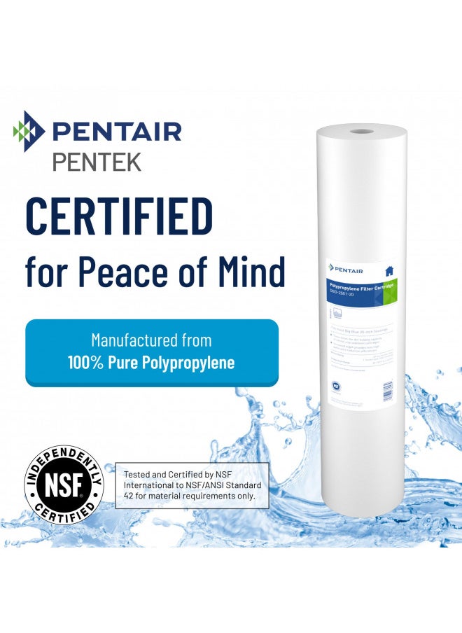 Pentek - Pentair Pentek DGD-5005-20 Big Blue Sediment Water Filter, 20-Inch, Whole House Heavy Duty Dual-Gradient Density Spun Polypropylene Replacement Filter Cartridge, 20 inch x 4.5 inch, 5 Micron, White - Image 1