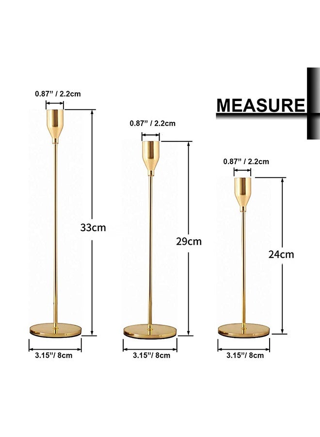 TodyJeyHo Golden cone-shaped candle holder, candle holder set, a set of 3 metal candle holder trays for candle holder decoration, suitable for table center decoration, weddings, catering, home gifts, and anniversaries - Image 2