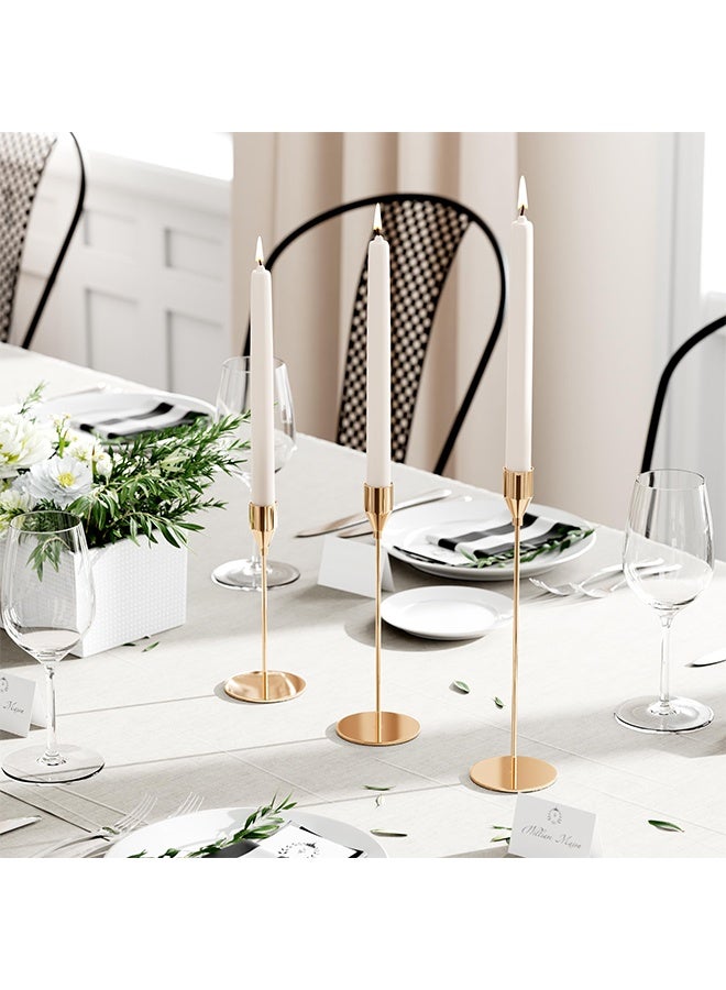 TodyJeyHo Golden cone-shaped candle holder, candle holder set, a set of 3 metal candle holder trays for candle holder decoration, suitable for table center decoration, weddings, catering, home gifts, and anniversaries - Image 3