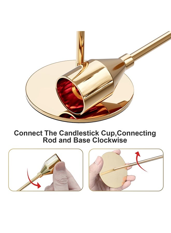 TodyJeyHo Golden cone-shaped candle holder, candle holder set, a set of 3 metal candle holder trays for candle holder decoration, suitable for table center decoration, weddings, catering, home gifts, and anniversaries - Image 5