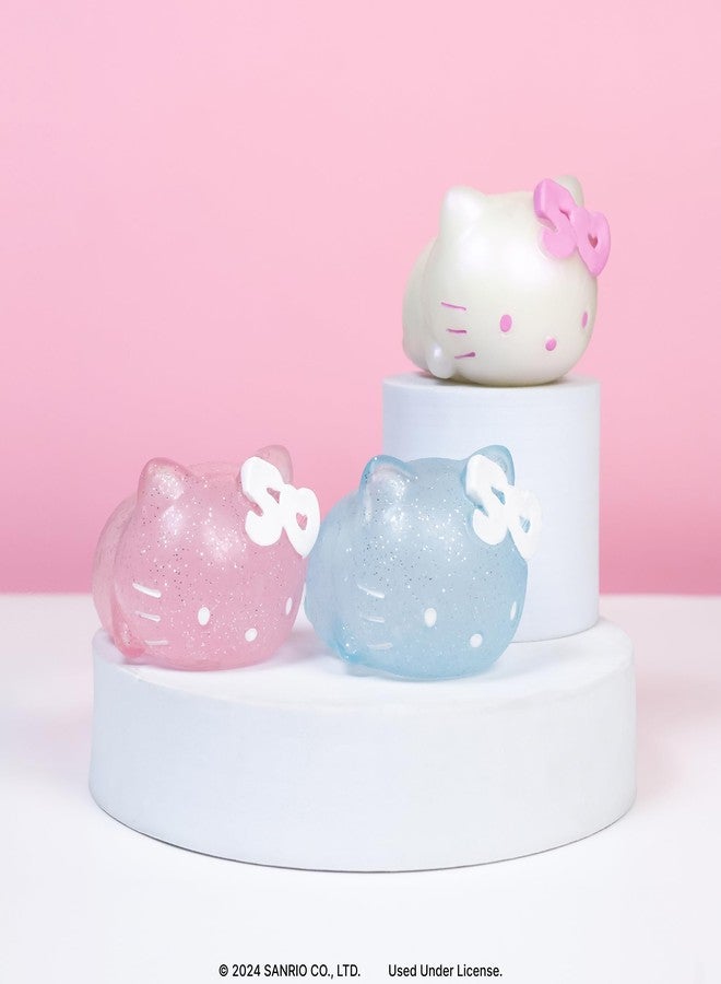 Hamee SquiSHU Sanrio Hello Kitty 50th Anniversary - New Special Limited Edition Squishy [Pull Stretchy Dough Fidget Sensory Toy] [Soft Squeeze Ball] Relaxing Fun Gift for Kids, Adults - Blue Glitter - Image 3