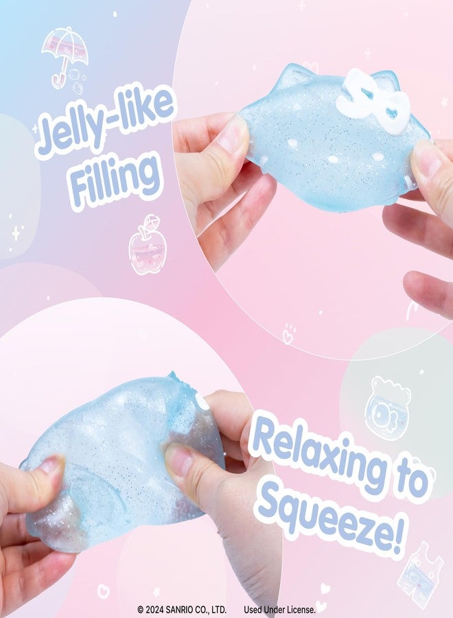 Hamee SquiSHU Sanrio Hello Kitty 50th Anniversary - New Special Limited Edition Squishy [Pull Stretchy Dough Fidget Sensory Toy] [Soft Squeeze Ball] Relaxing Fun Gift for Kids, Adults - Blue Glitter - Image 4