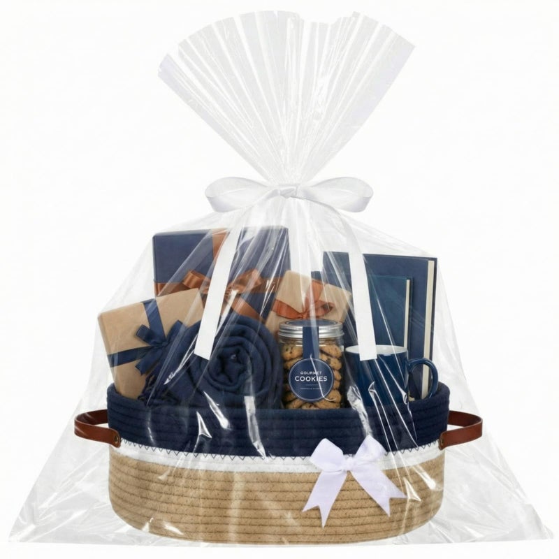 Colingmill 2026 Graduation Large Woven Basket for Gifts Empty Set with Gift Bags and Ribbon Gift Baskets and Wrapping Set Storage 14x 10x 55 Decorative Box for Class of 2026 GraduationDark Blue - Image 2