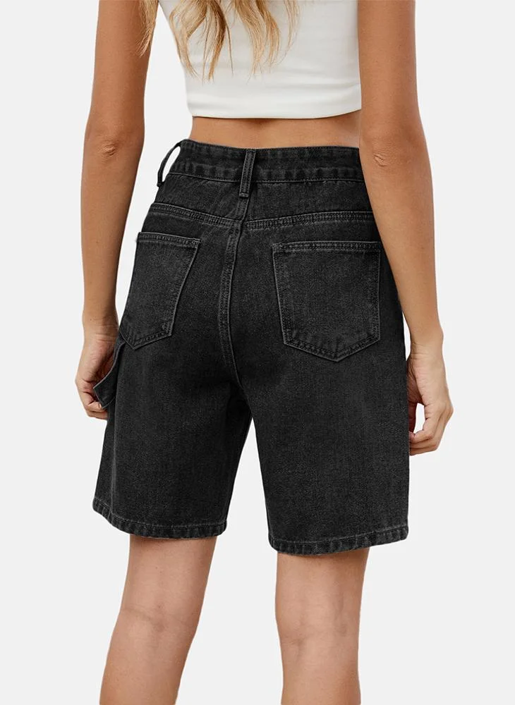 YUNIQEE Black Mid Rise Plain Regular Fit Shorts