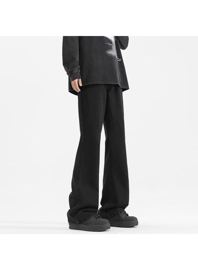 Swamp Area Vintage American-style Micro-flare Jeans For Men, Spring And Summer Casual Wide-leg Loose Straight Pants K011 Black 3XL - Image 5