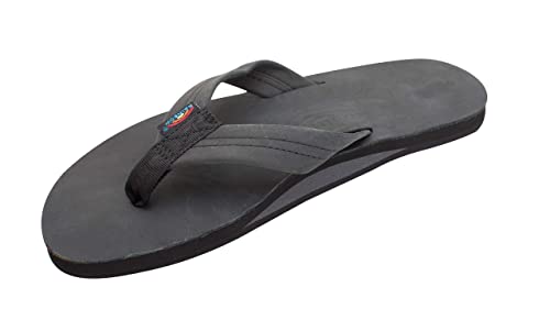 Rainbow Sandals Men's Premier Leather Single Layer Wide Strap with Arch, Premier Black, Men's XX-Large / 12-13.5 D(M) US - Image 1