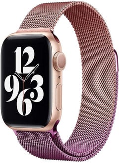 Stainless Steel Magnetic Band Compatible with Apple Watch 39mm 45mm 42mm Adjustable Milanese Magnet Metal Strap Men Women for iWatch Series 8/7/6/5/4/3/2/1/SE/Ultra (pink @ Purple)
