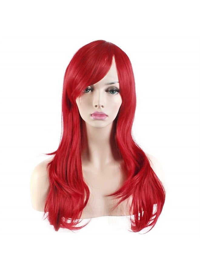 Akstore 28" 70cm Fashion Wigs Long Wavy Curly Hair Cosplay Wig & Wig Cap (Red) - Image 3