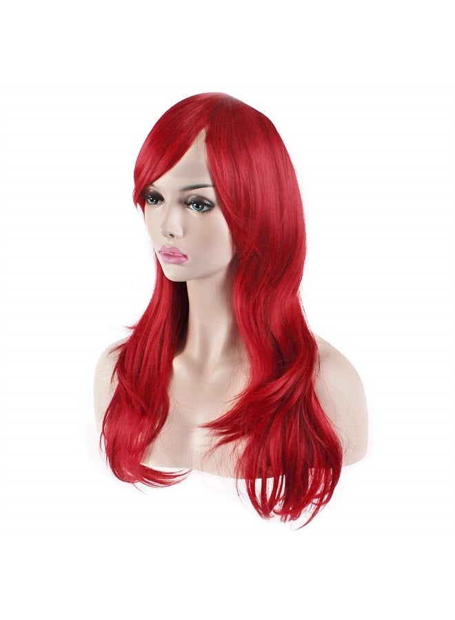 Akstore 28" 70cm Fashion Wigs Long Wavy Curly Hair Cosplay Wig & Wig Cap (Red) - Image 4