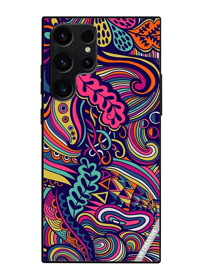 Protective Case Cover For Samsung Galaxy S25 Ultra Psychedelic Fabric Design Multicolour