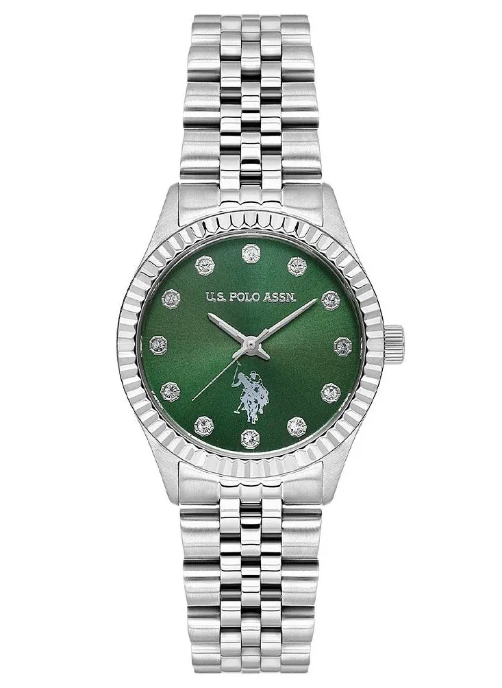 U.S. Polo Assn. Stile Women's 30mm Watch with Green Dial & Stainless Steel Bracelet