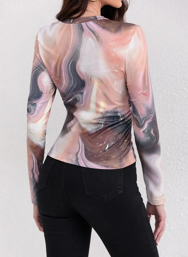 Take Two Abstract Graphic Print Long Sleeve T-Shirt