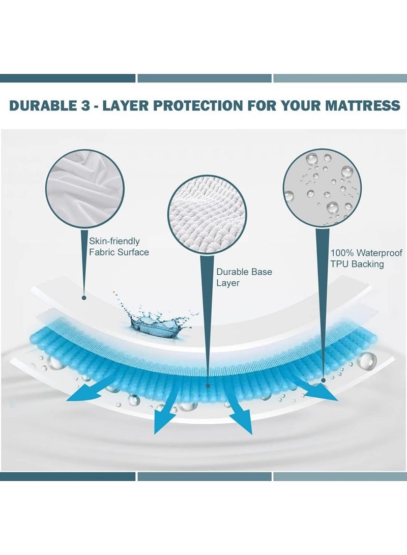 Waterproof Mattress Protector – Breathable Quilted Fitted Bed Cover with Deep Pocket Protection, Soft & Washable Mattress Cover for Everyday Comfort - Image 5