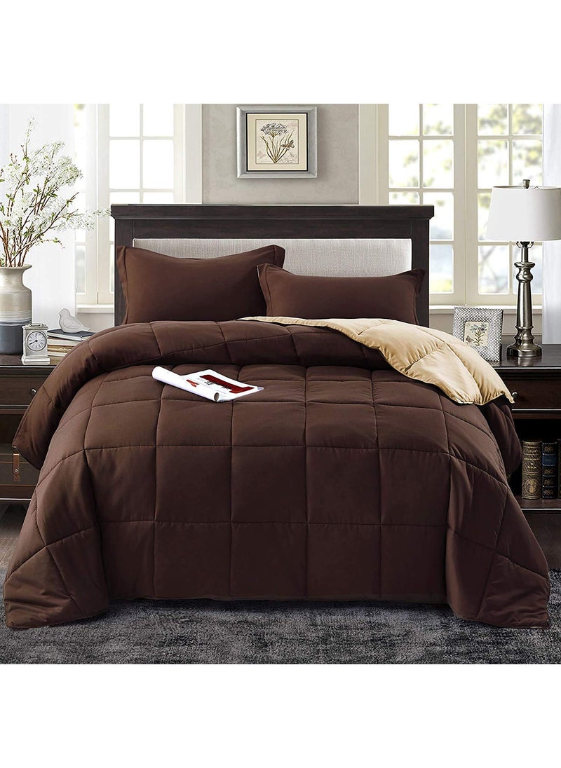 Linenovation Linenovation All Season Microfiber Reversable DuvetAC ComforterQuilt Brown Beige Single Size 60 Inch x 90 Inch  - Image 2