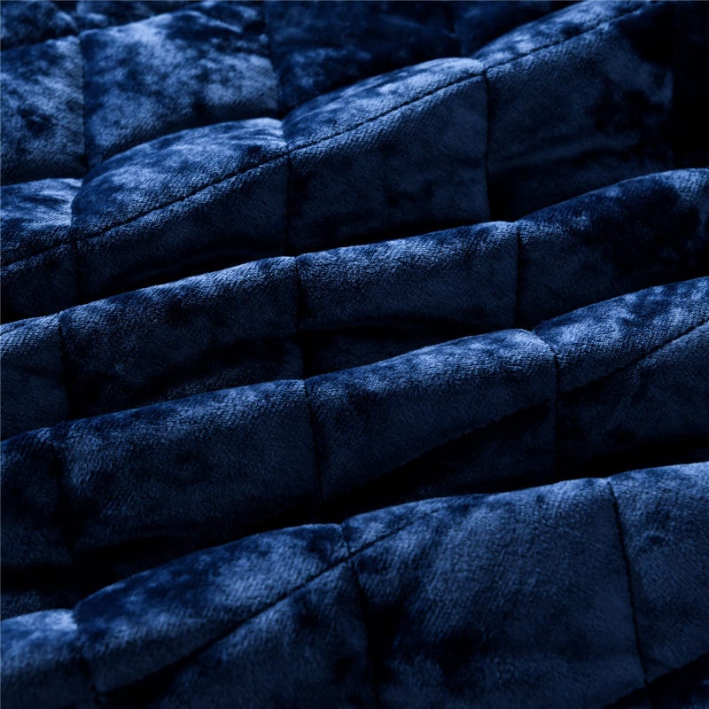 Fredsure Distressed Velvet Quilt Set, 3 Pieces Navy Queen, Distressed Velvet Face and Brushed Microfiber Reverse with Diamond Quilting - Image 5
