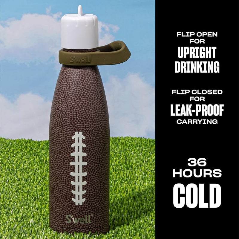 S'well Stainless Steel Water Bottle with Flip Straw Cap and Handle, 17oz, End Zone, Triple Layered Vacuum Insulated Containers Keeps Drinks Cold for 36 Hours and Hot for 10, Perfect for On the Go - Image 1
