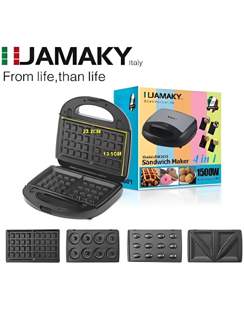 JAMAKY Italy Sandwich Maker 1500 Watt  with Italian technology - with 4-Piece Fixed Grill, JMK2012 Powerful Heater for Quick Setting, Beautifully Designed, Easy to Use and Powerful Heater  - Image 2