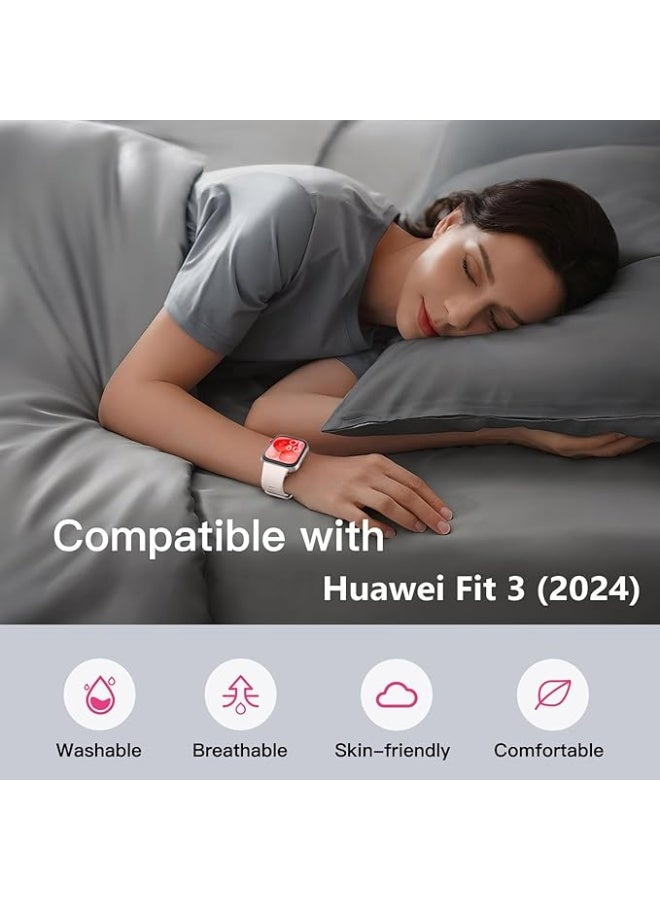 Huawei Watch Fit 3 Silicone Bracelet, Breathable Soft Sport Replacement Band for Women/Men, Adjustable Waterproof Strap for Smartwatch Fit3 - Image 2